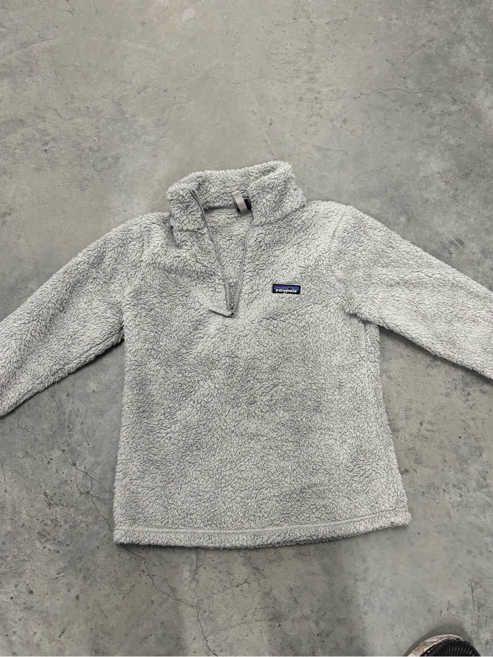 Patagonia Light Grey Fleece Quarter-Zip Pullover S